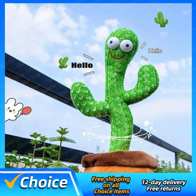 1PC-Dancing Talking Cactus Toys For Baby Boys And Girls, Singing Mimicking Recording Repeating What You Say Sunny Cactus Up Plus