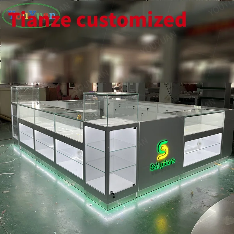 (Customized) Modern Style Custom Logo Fashion Glass Jewellery Showcase Interior Kiosk Easy To Use