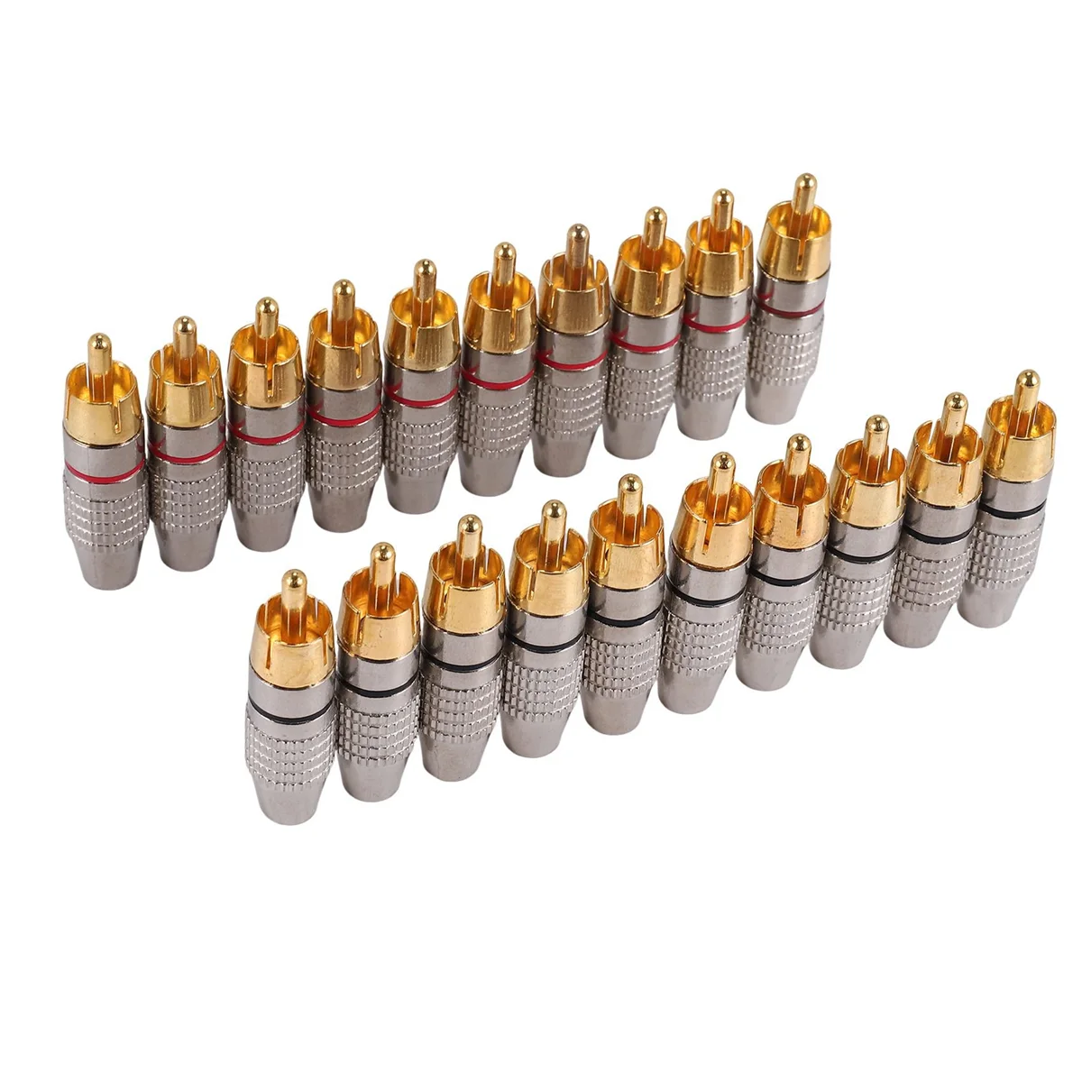 WHQT 20 Pcs RCA Plug Audio Video Locking Cable Connector Gold Plated