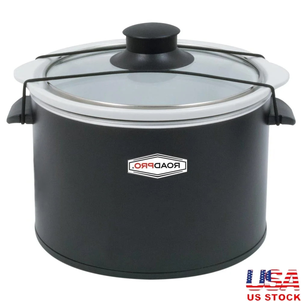 

12V 1.5Qt Slow Cooker Portable Cooking Appliance with Removable Stoneware Dishwasher Safe Crock Easy Grip Handles Travel