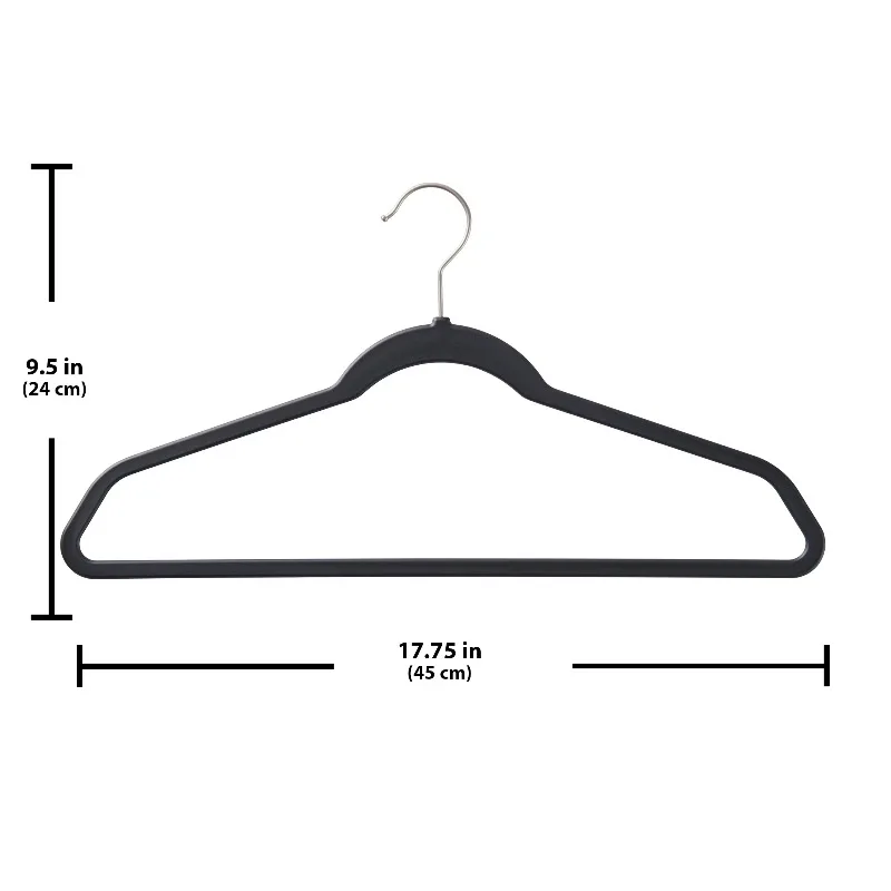 Rubber Hangers, Non-Slip Hangers, 30 Value Pack, Rich Black, Perfect for Adults & Teens