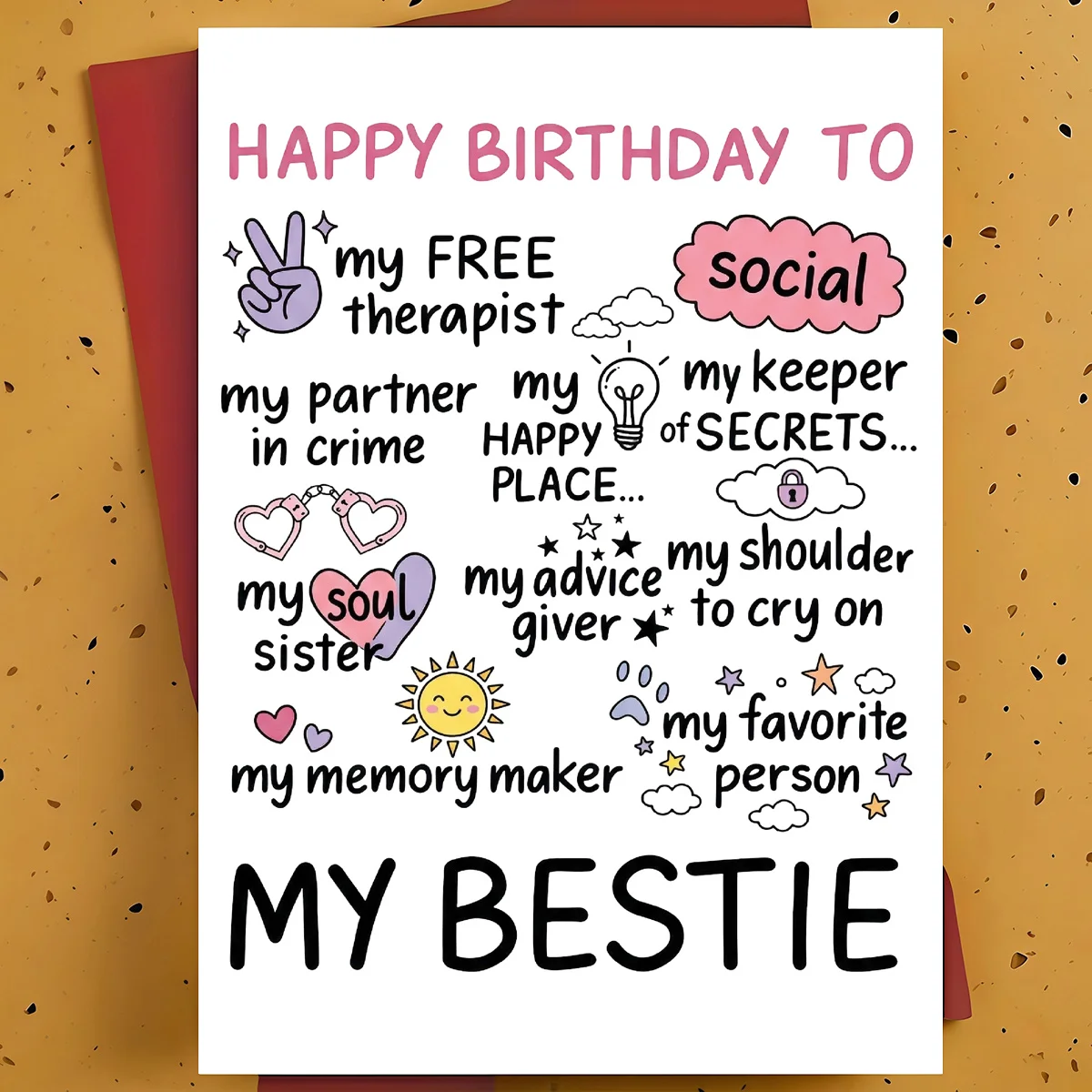 1pcBirthday Card for Best Friend Perfect for Celebrating Your Partner in Crime Your Soul Sister or Favorite Person Ideal Gift