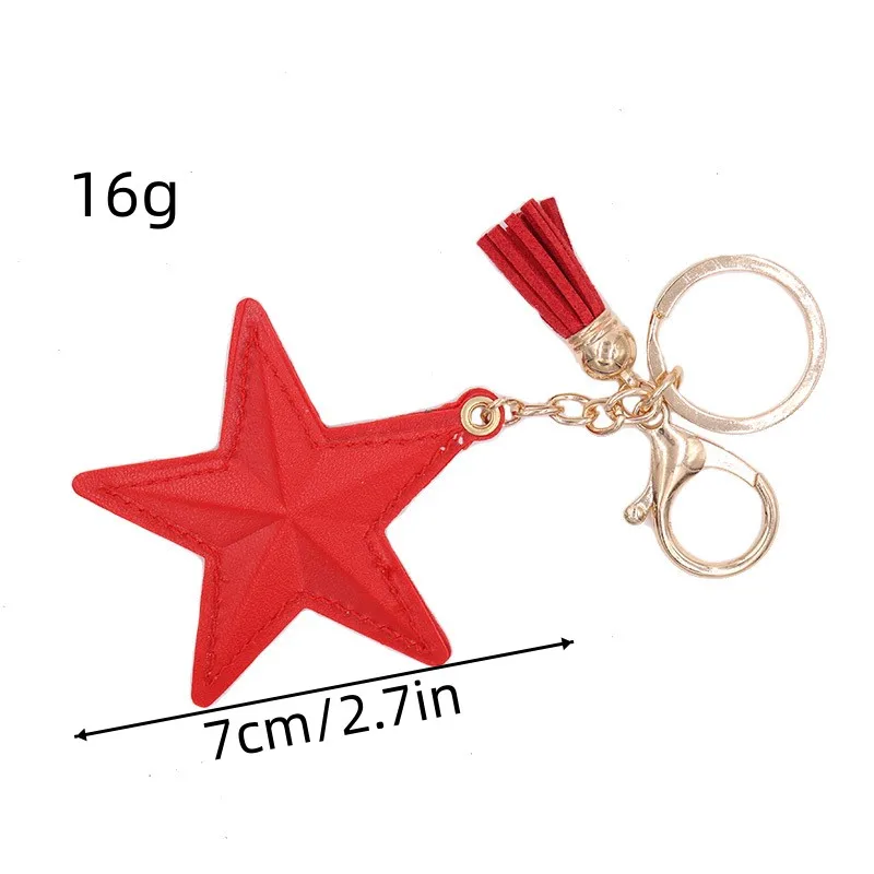 Fashion leather tassel pentacle keychain bag car mobile phone pendant keychain ornament