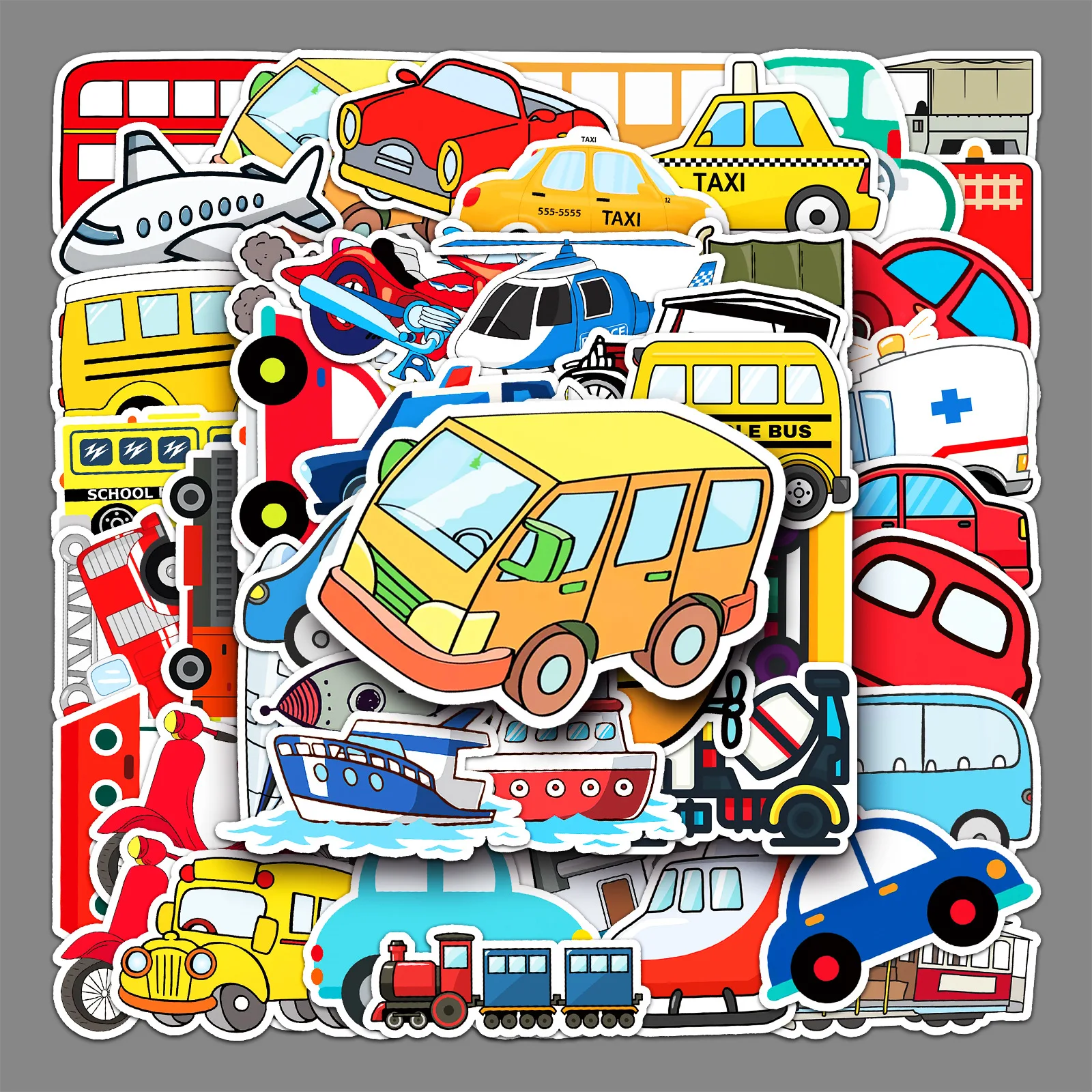 50 creative stickers for transportation, skateboard luggage stickers, laptop, car, motorcycle decoration