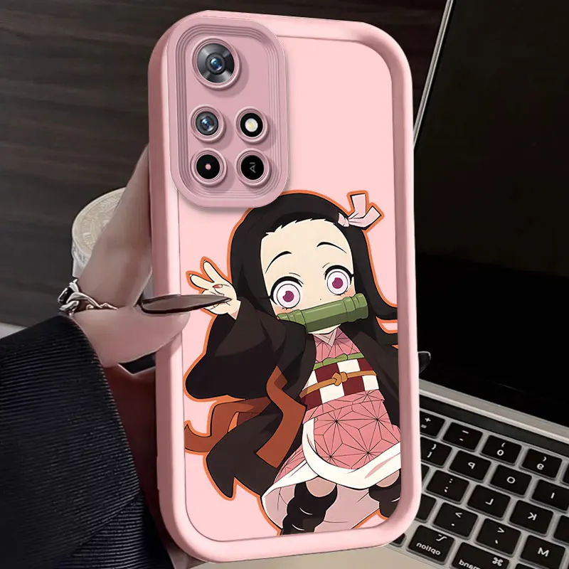 Anime D-Demon Slayer Lovely Nezuko Silicone Case for Redmi Note 13 12 11 Pro Plus 12S 11S 10S 10 9 9S 8 12C 13C Matte Cover