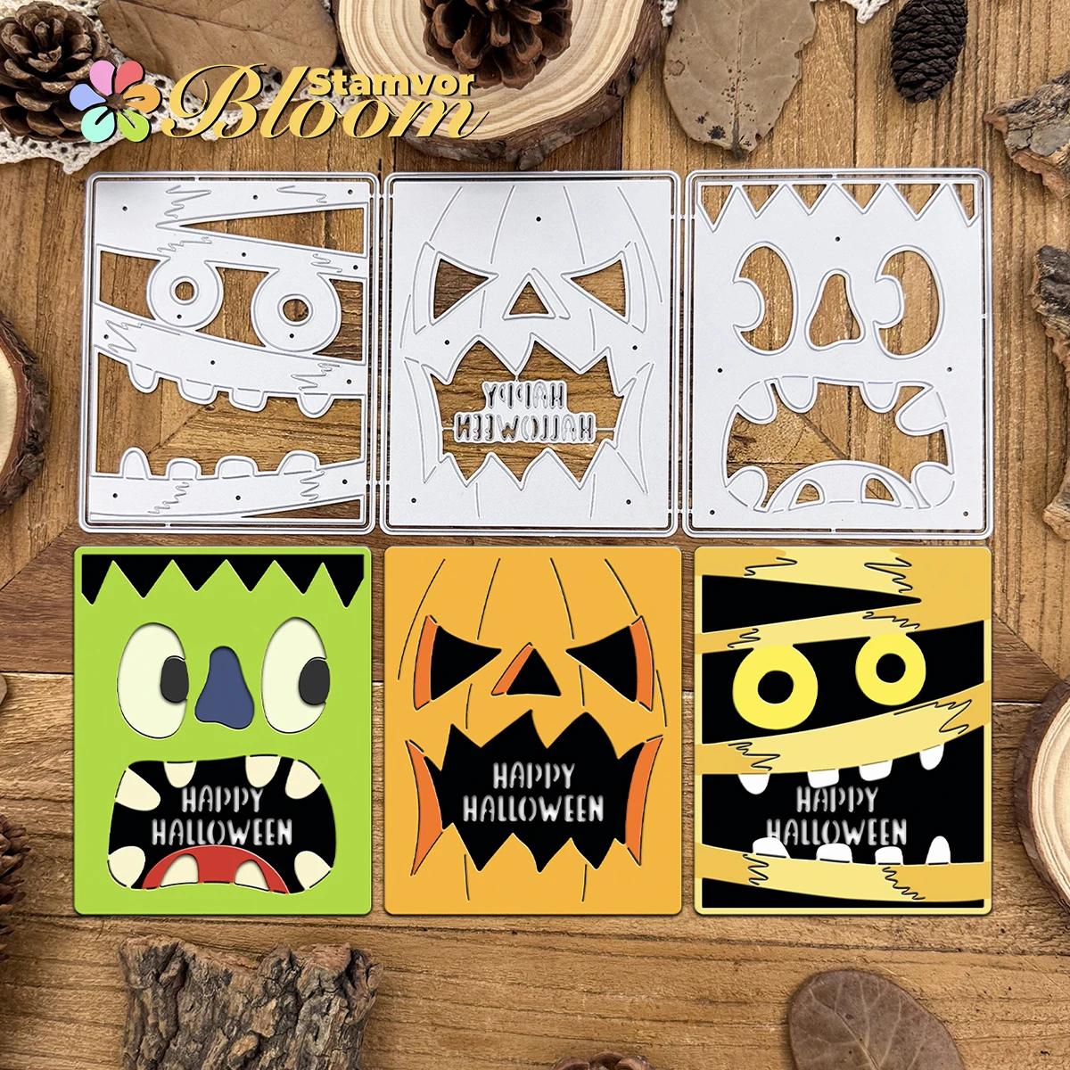 Original schöne Halloween Mumie Zombie Kürbis Quadrate Rahmen Metall Stanzformen Scrapbooking dekorative Prägung