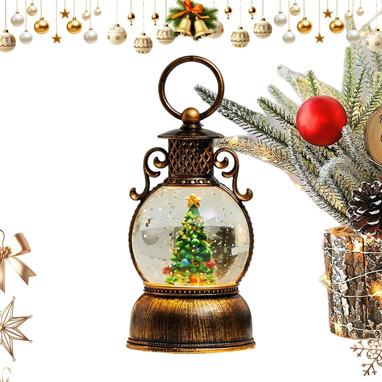 

Рождественский светящийся шар, зимний ретро-орнамент, Рождественский стол с подсветкой, снежный шар для друзей, подростков, мужчин, женщин, каминная столовая