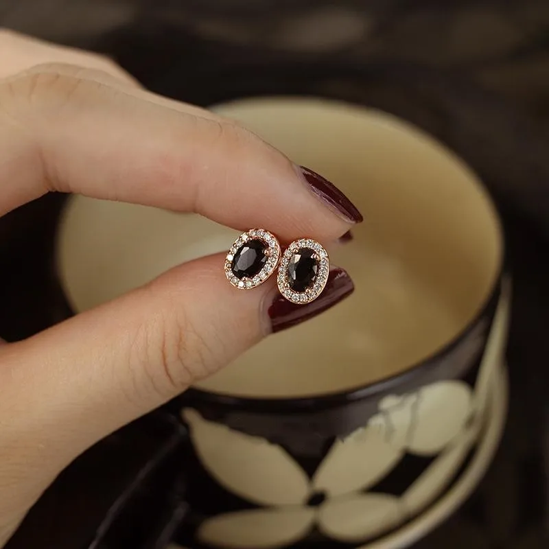 أقراط من الفضة الإسترليني عيار 925 مرصعة بالزركون والعقيق الأسود للنساء إكسسوارات مجوهرات رائعة عالية الجودة #5