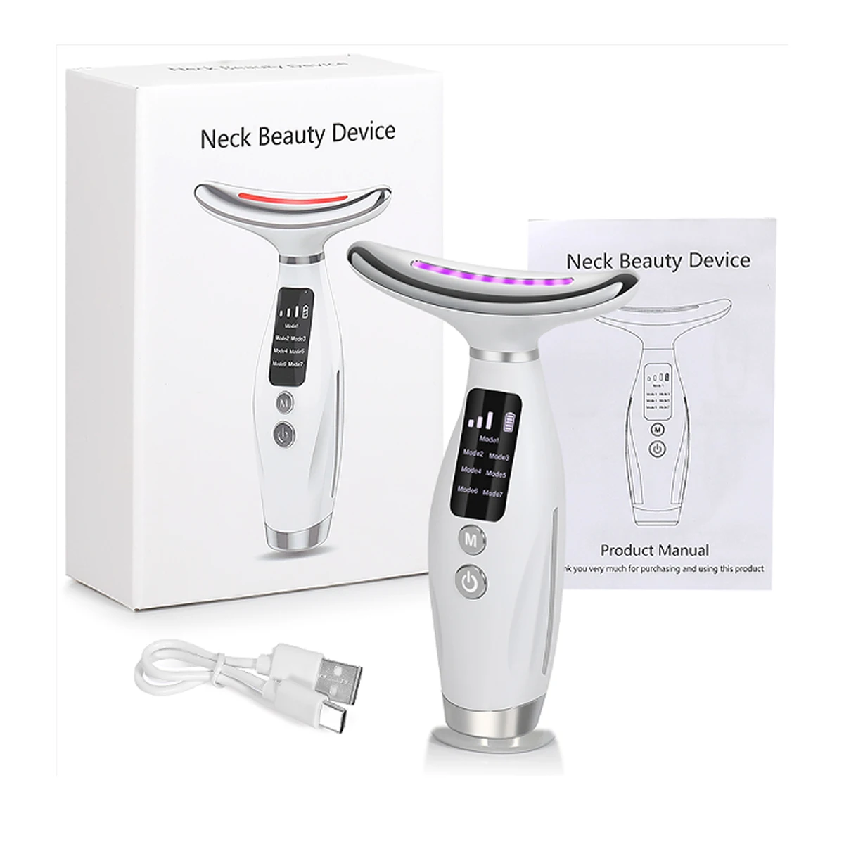 7 colour light neck instrument, face and neck whole body beauty massage, three gears 7 modes with screen display 1