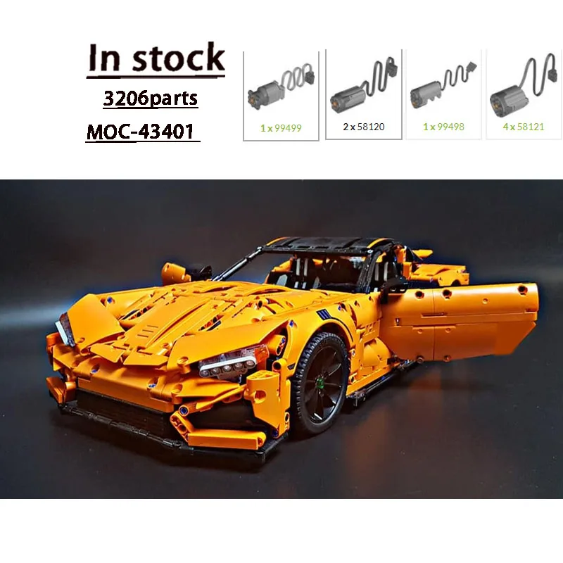 MOC-43401 クラシックニュー 1:8 スポーツアイコニック スーパーカー レーシング ビルディングブロックモデル、3206パーツ、男の子の子供の誕生日おもちゃギフト