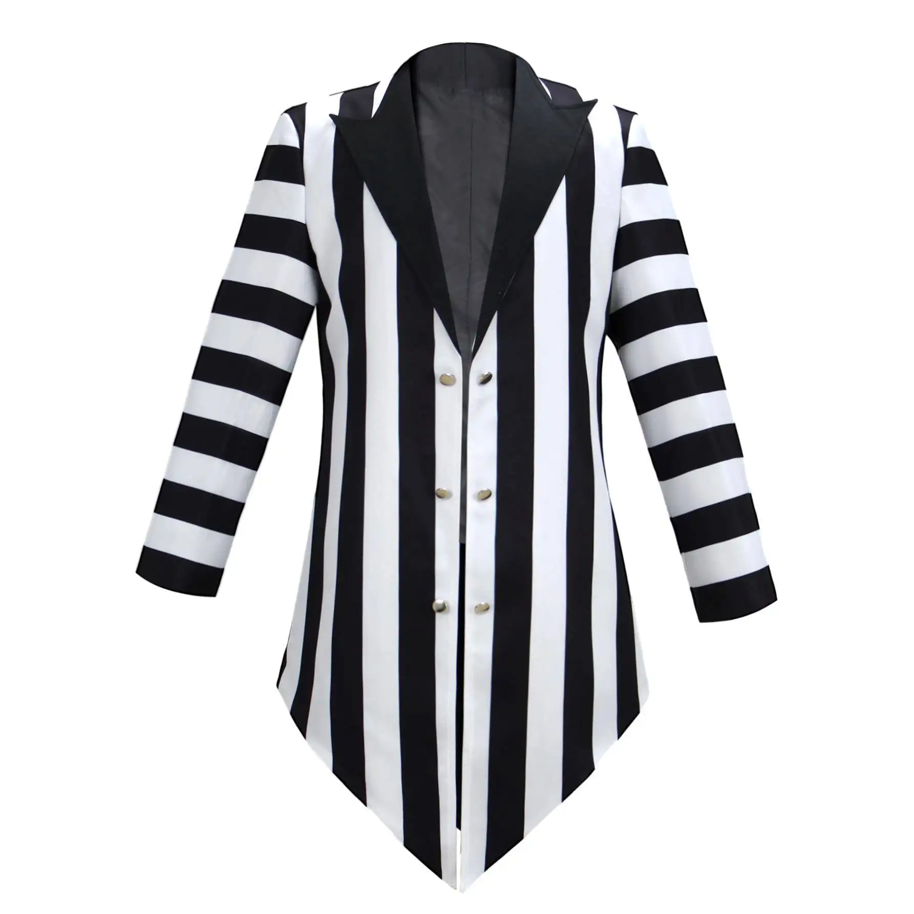 

Men's Bla White Stripes Tailcoat Suit Costume Stage Performance Coat loween Role Play Classic Sle Formal Wear