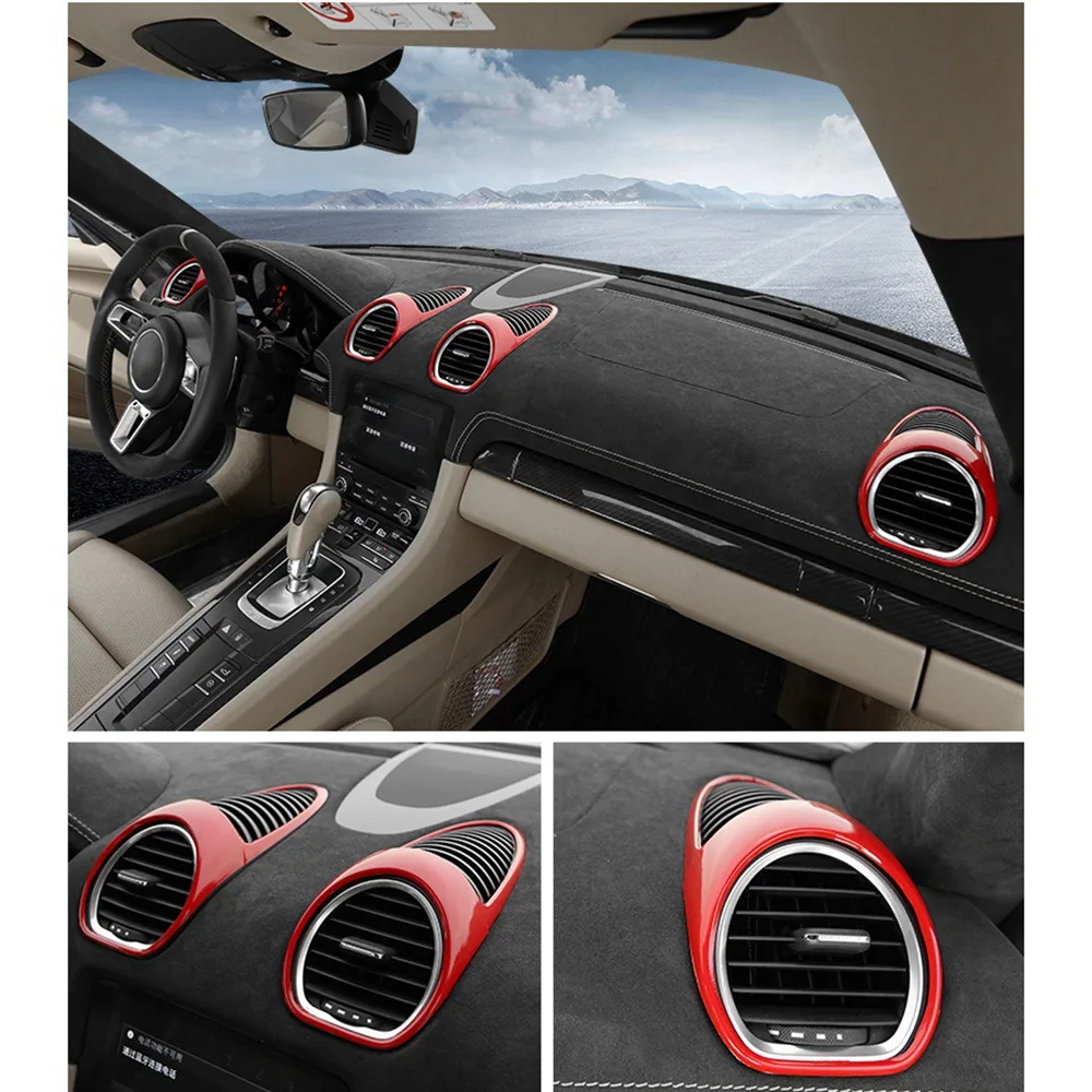 Car Dashboard Outlet Compass Decorative Frame For-Porsche 718 Cayman Boxster Instrument Panel Outlet Decoration Frame