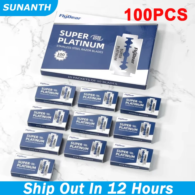 100 قطعة-10 قطعة الفولاذ المقاوم للصدأ سلامة الحلاقة مزدوجة حافة شفرات حلاقة للرجال المهنية الحلاق حلاقة إزالة الشعر أدوات الحلاقة