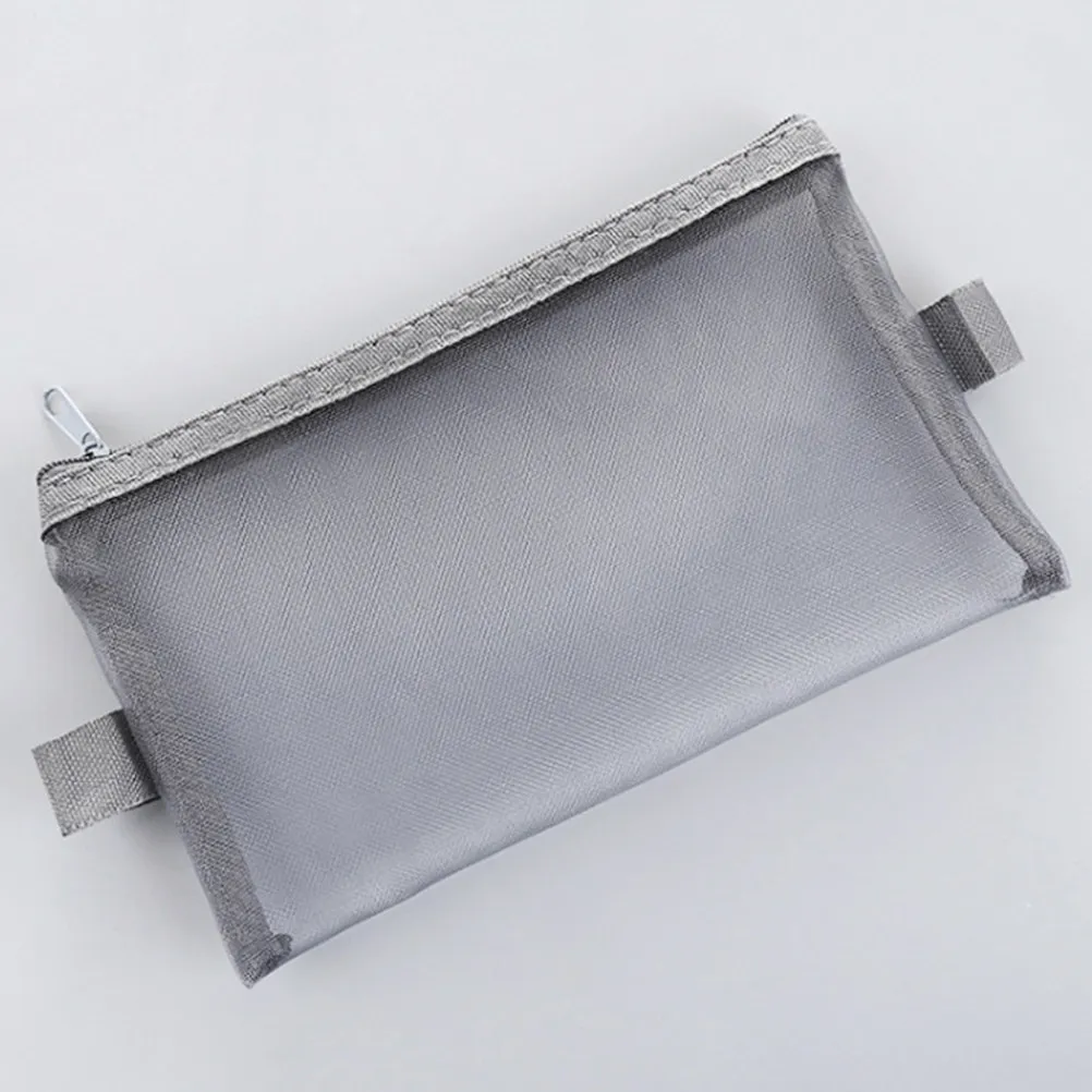 

4Pcs Large Capacity Mesh Pencil Case Portable Zipper Stationery Bag Black Gray School Office File Holder Mesh Pencil Pouch