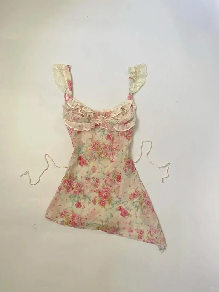 

BanzhiTao Original Floral Print Gentle Sweet Shoulder Bared Slimming Style Women's Summer Beautiful Clothing Top