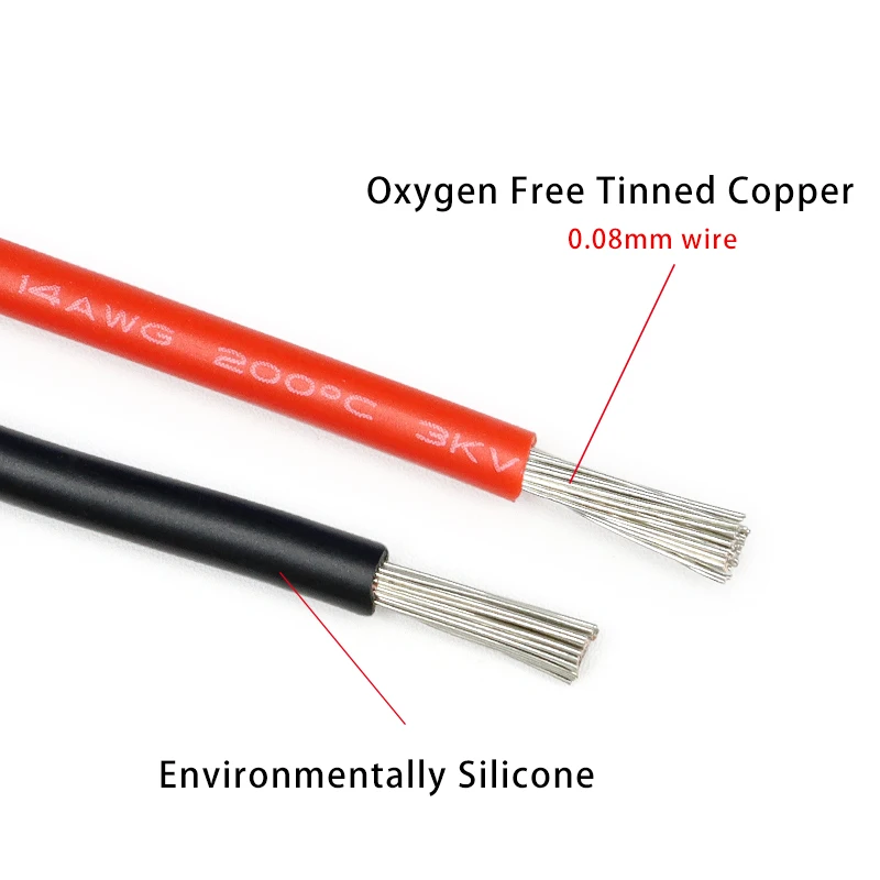 2/5M UL3239 Silicone Wire 30/28/26/24/22/20/18/16/14/12/10/08AWG Soft Rubber Insulated DIY LED Tinned Copper 3KV Electric Cables