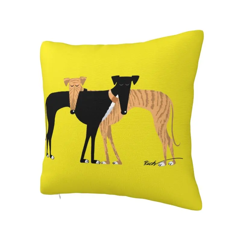 Greyhound Dog Pillow for Living Room Head Rest Brindle Hound Luxury Cushion Cover Car Pillowcase