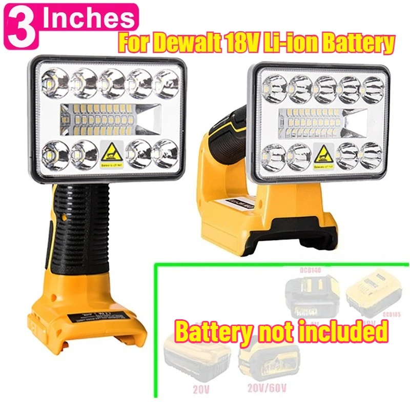 

3-дюймовый светодиодный светильник для Dewalt, литий-ионный аккумулятор 18 В, портативный прожектор для работы на открытом воздухе, рыбалки, ручной аварийный светильник без батареи