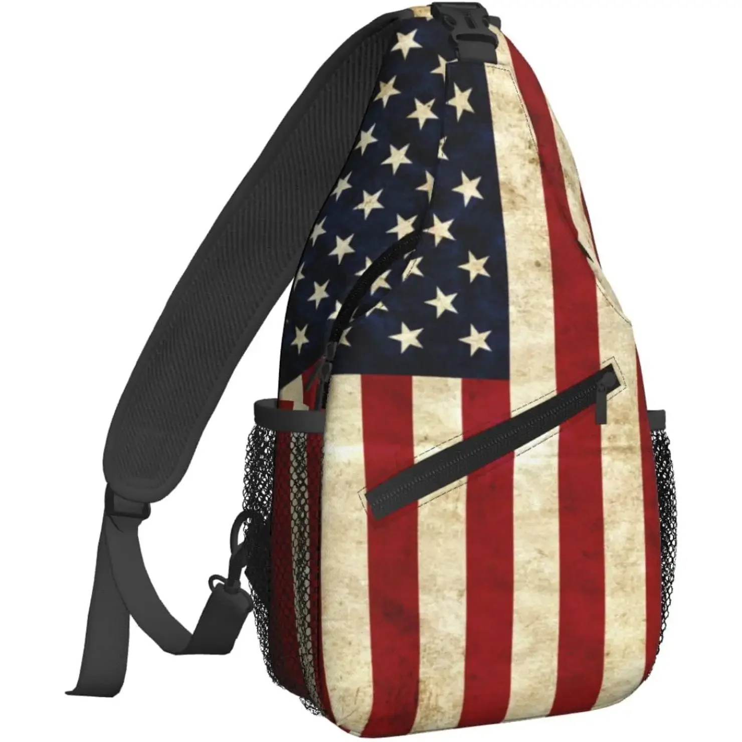 Crossbody Backpack For Men Women Sling Bag Grungy Flag Usa Chest Bag Shoulder Bag Lightweight One Strap Backpack Multipurpose