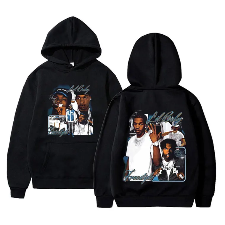 

Rapper Lil Baby Double Sided Print Hoodie Men Women Hip Hop Fashion Pop Music Pullover Men's Casual Vintage Oversized Hoodies