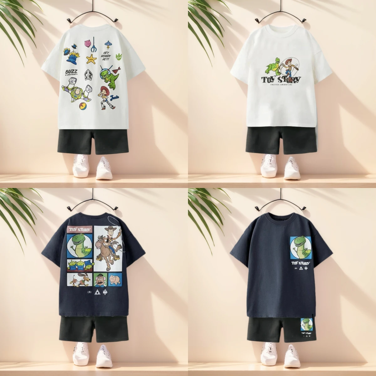 Conjunto de ropa de verano para bebé, camisetas y pantalones cortos de dibujos animados de Disney, traje informal para niño y niña, trajes de parte superior e inferior, chándales, 2 uds.