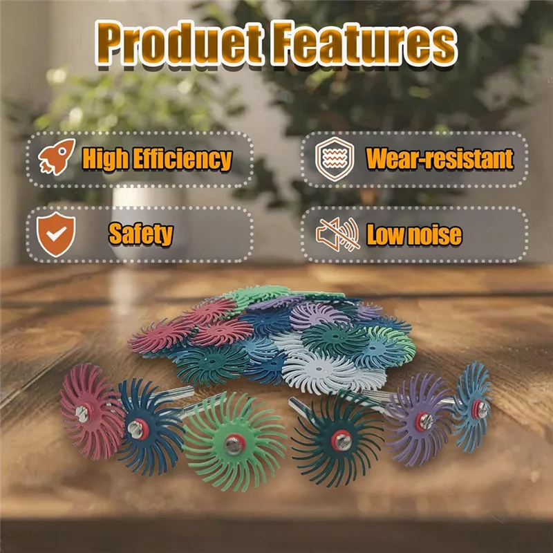 

CHCH Gap-Polishing Pad 1 "Набор диск с радиальной щетиной, 42 шт., хвостовик 1/8 дюйма для вращающегося инструмента, абразивная щетка со смешанной зернистостью