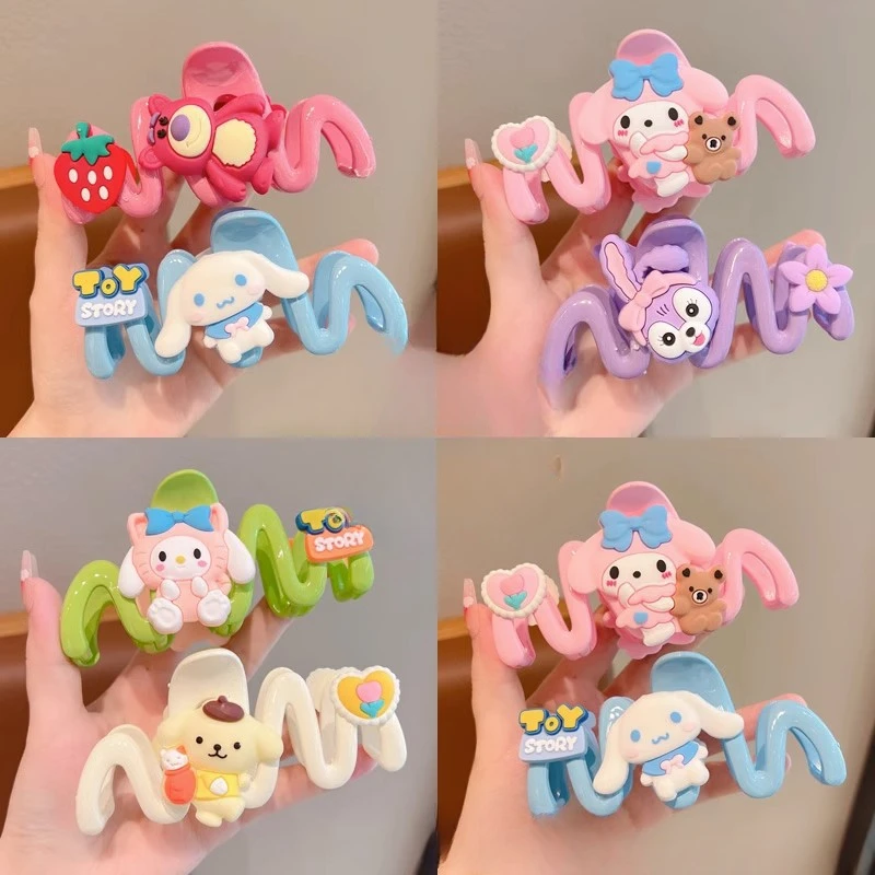 

Новый детский коготь для волос Sanrio, милый мультяшный Cinnamoroll My Melody Wave, коготь для волос Kawaii, студенческие аксессуары для волос, головной убор