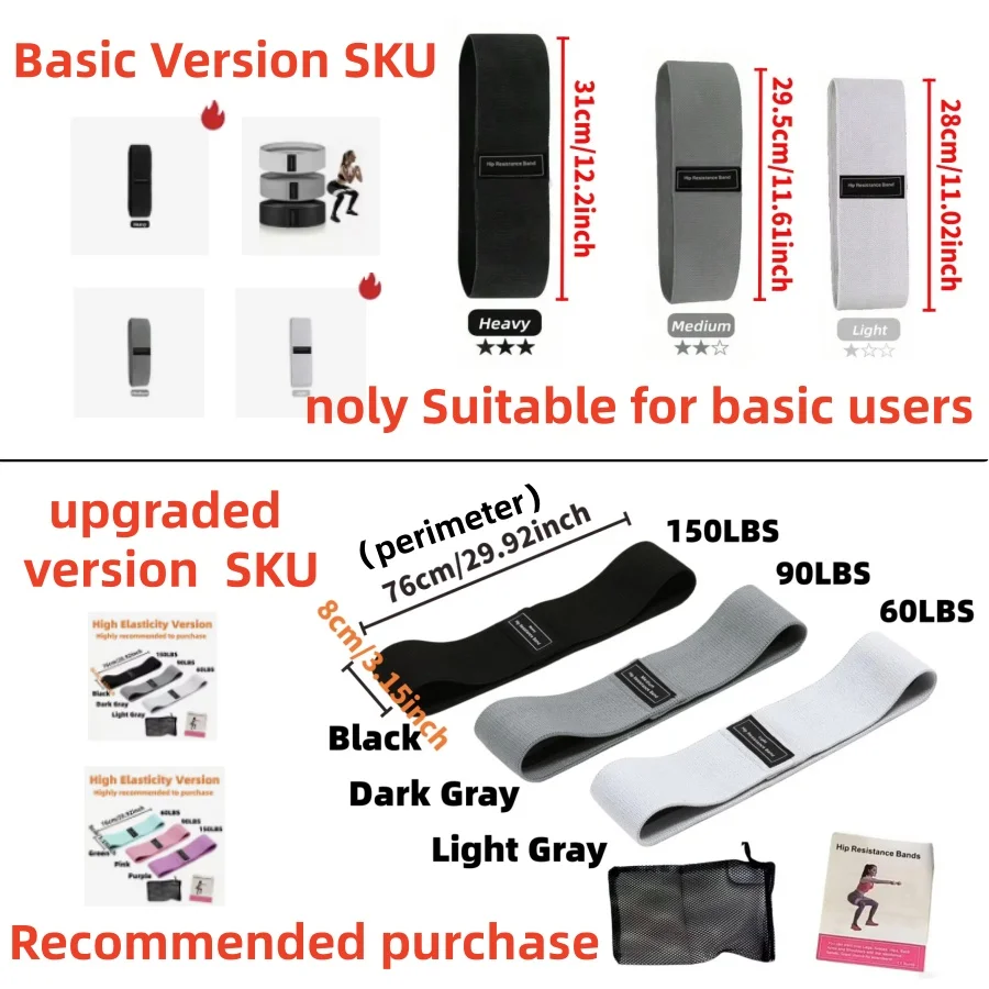 Basic Fabric Resistance Hip Booty Bands Glute Thigh Elastic Workout Bands Squat Circle Stretch Fitness Strips Loops Yoga Gym