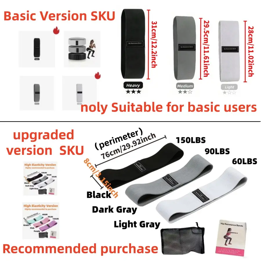 Basic Fabric Resistance Hip Booty Bands Glute Thigh Elastic Workout Bands Squat Circle Stretch Fitness Strips Loops Yoga Gym - 3