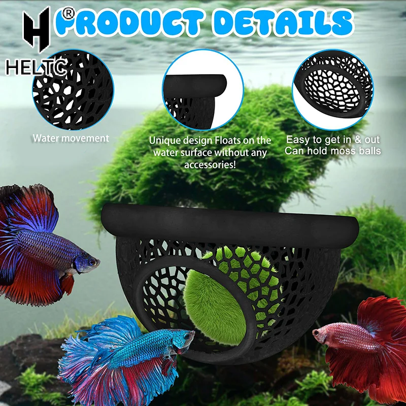 Floating Betta Hide & Shrimp Cave – 3-in-1 Aquarium Hammock, Floating Feeder Ring & Resting Spot – 3D Printed Betta Fish Decor