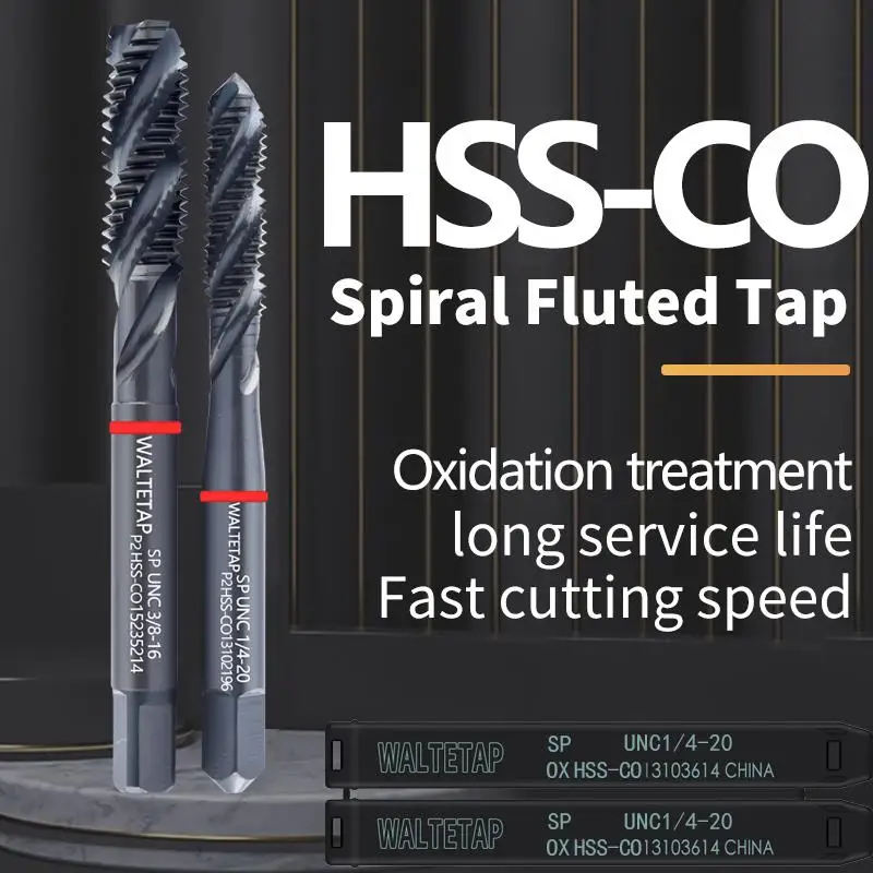 Waltetap-torneiras de Rosca de Parafuso de Máquina de Anel Vermelho Padrão Jis com Torneira Canelada Espiral de ox Hss-co 440 632 8-32 1024 8