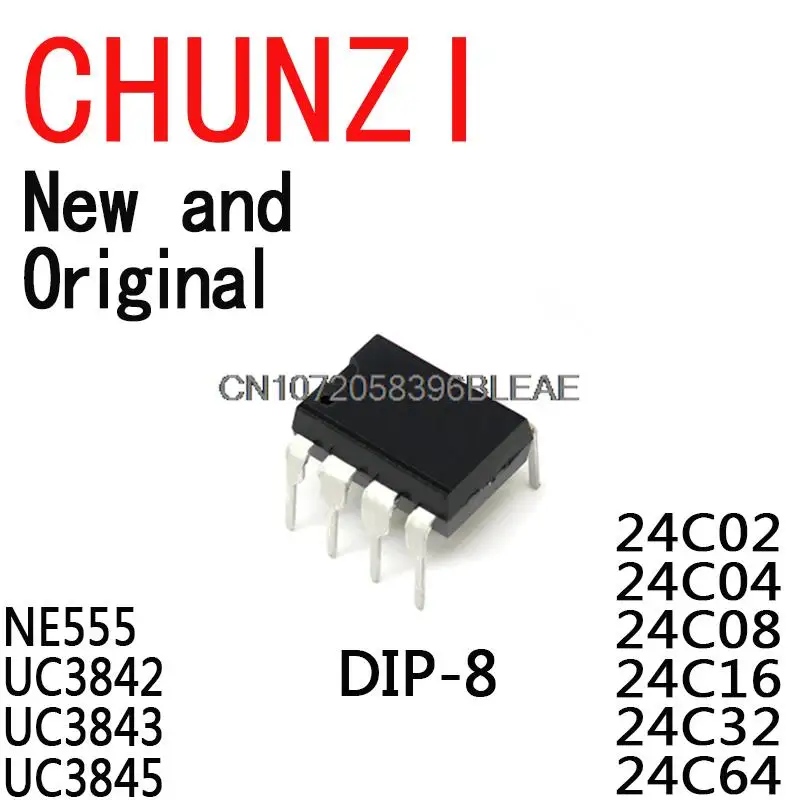 100PCS In Common Use NE555 UC3842 UC3843 UC3845 24C02 24C04 24C08 24C16 24C32 24C64 DIP Each 10PCS DIP IC Kit