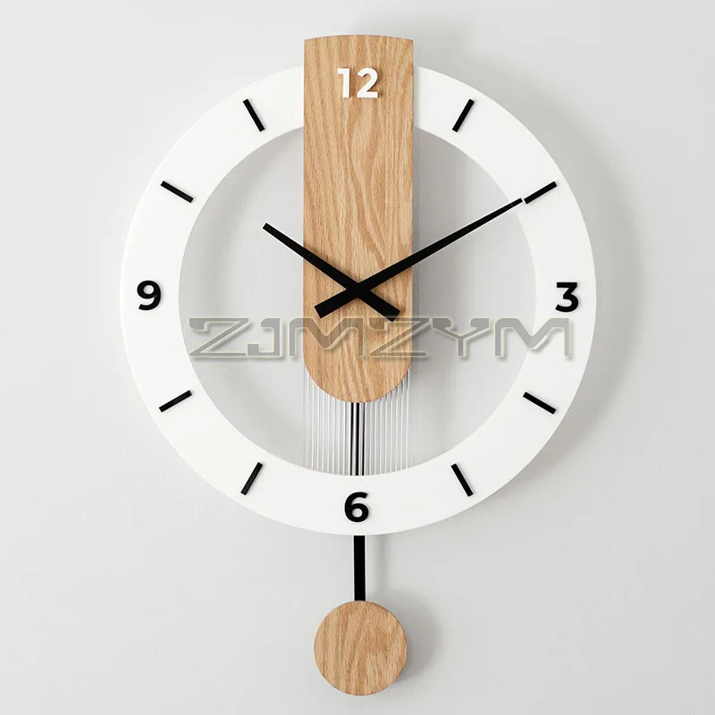 40CM Simple Wall Clock Home Decor Wood Roman Numerals Scale Creative Silent Swing Clock For Study Bedroom Cafe Bar Home Office