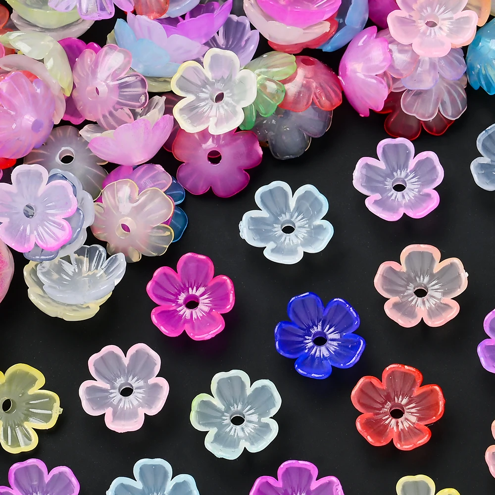 600 Stück Transparente Bunte Acryl-Blumenperlen Blumen-Abstandhalterperlen für DIY Schmuckherstellung Perlenarmband Halskette Zubehör – Detail 6