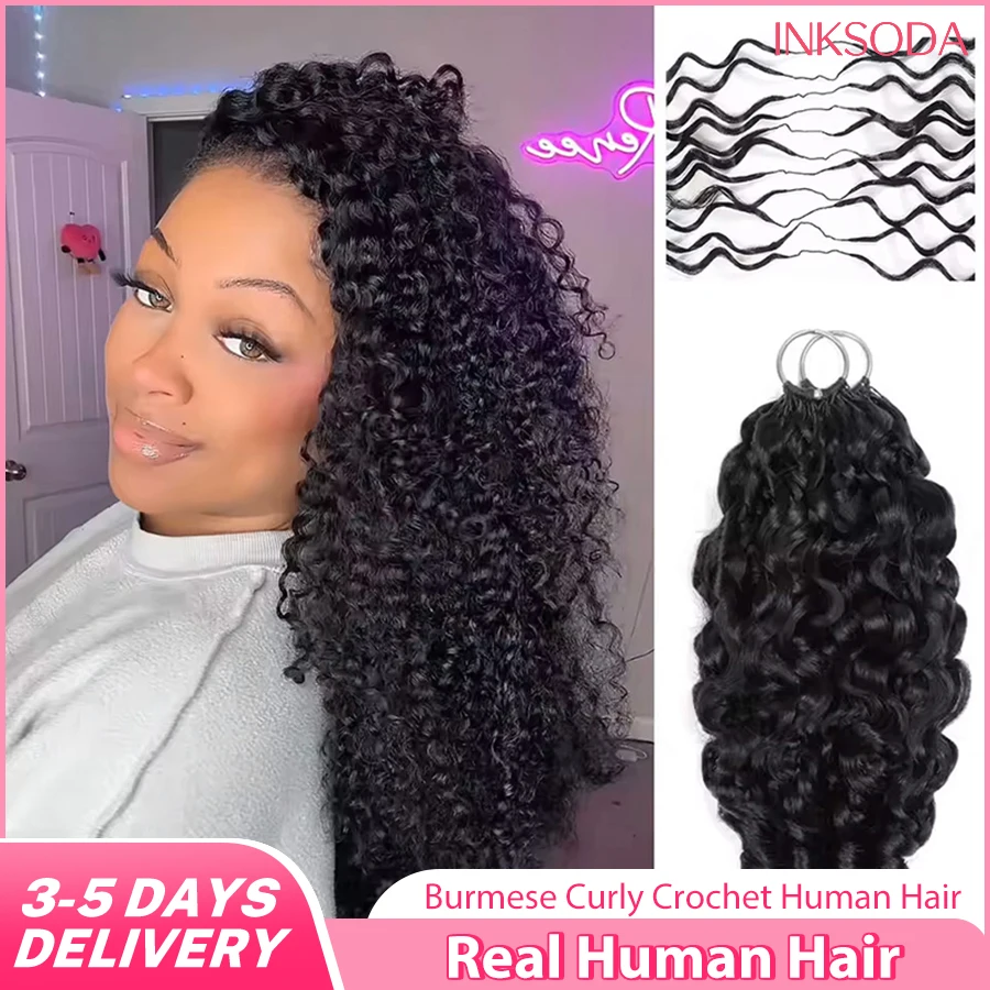 

Burmese Curly Feather Crochet For Braiding Pre-Separated Invisible Knotless Crochet Hair Real Human Hair Extensions For Women