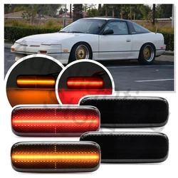 日産240sx s13用サイドマーカーライトフェンダーターンシグナルランプ、LEDフロントバー、リアレッド、1989、1990、1991、1992、1993、1994、4個