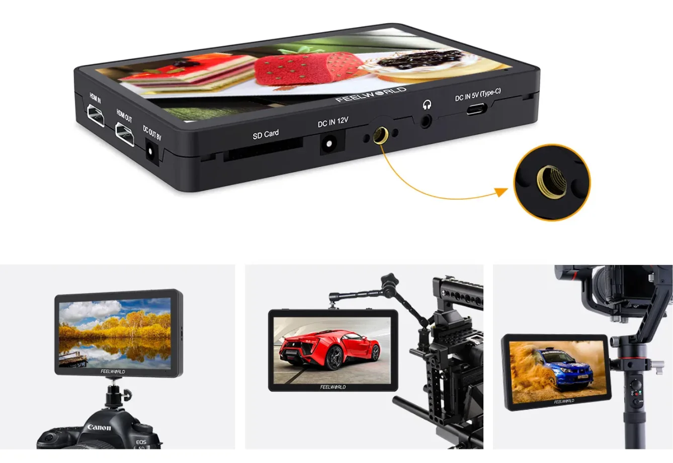 FEELWORLD F6 PLUS V2 4K Monitor 6 นิ้วกล้อง DSLR Field Monitor 3D LUT หน้าจอสัมผัส IPS FHD 1920x1080 วิดีโอกล้อง