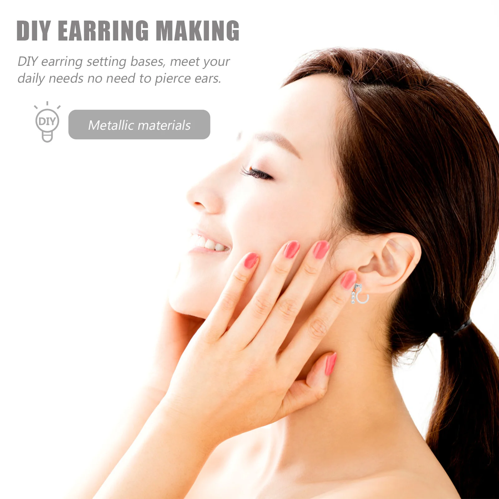 

8pcs Resin Ear Clips U Shaped Non-Pierced Earring Converters Diy Clip On Earrings No Piercing Needed Lightweight Ear Stud