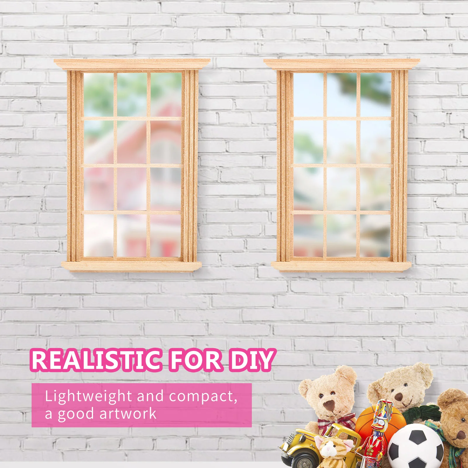 3 Pairs Kids Curtains Window Frame Model Mini Figurines House Ornament Child Rug