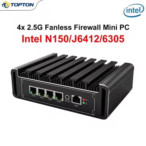 Fanless Mini PC Firewall, 4x 2.5G i226-V LAN, Intel N100/J6412/J5005, Micro Appliance for pfSense/OPNsense AES-NI Home Server
