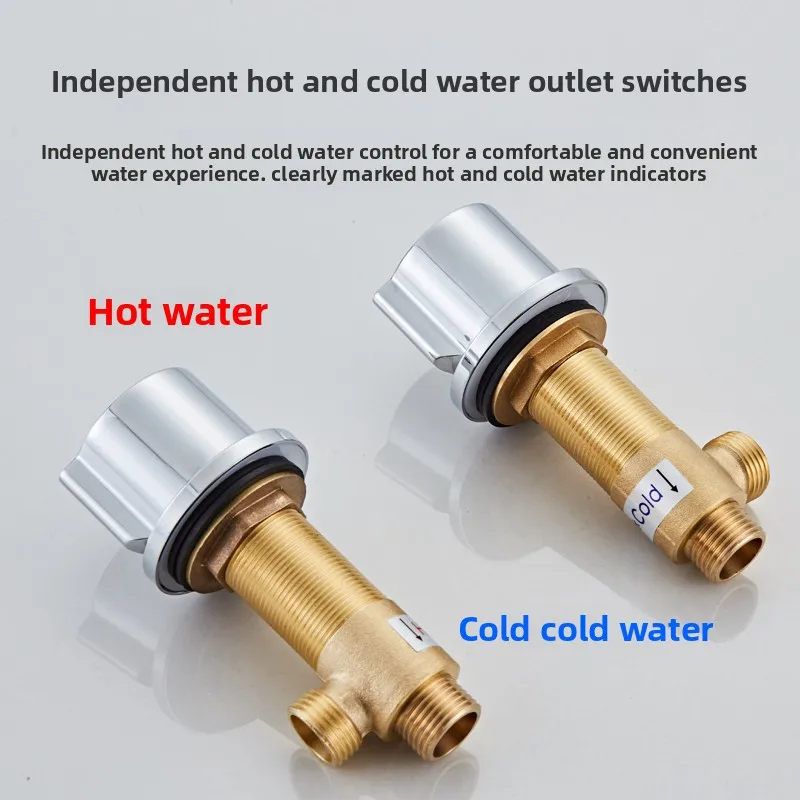 Brass faucet one-in one-out switch, suitable for 3-hole basin faucet, household bathroom cold and hot split type G1/2 Interface