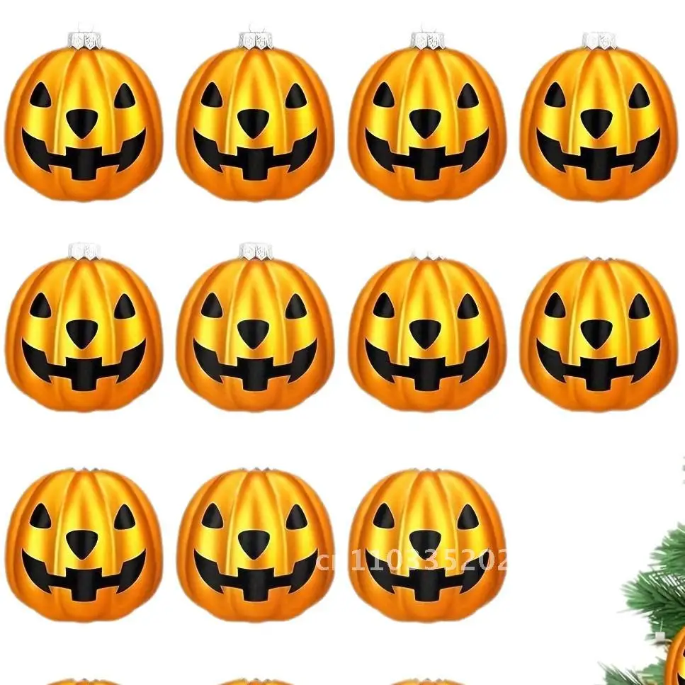 

Halloween Pumpkin Ball Plating Hand-painted 12 Matte Colored Ball Hanging Ornaments Christmas Tree Decoration Pendant