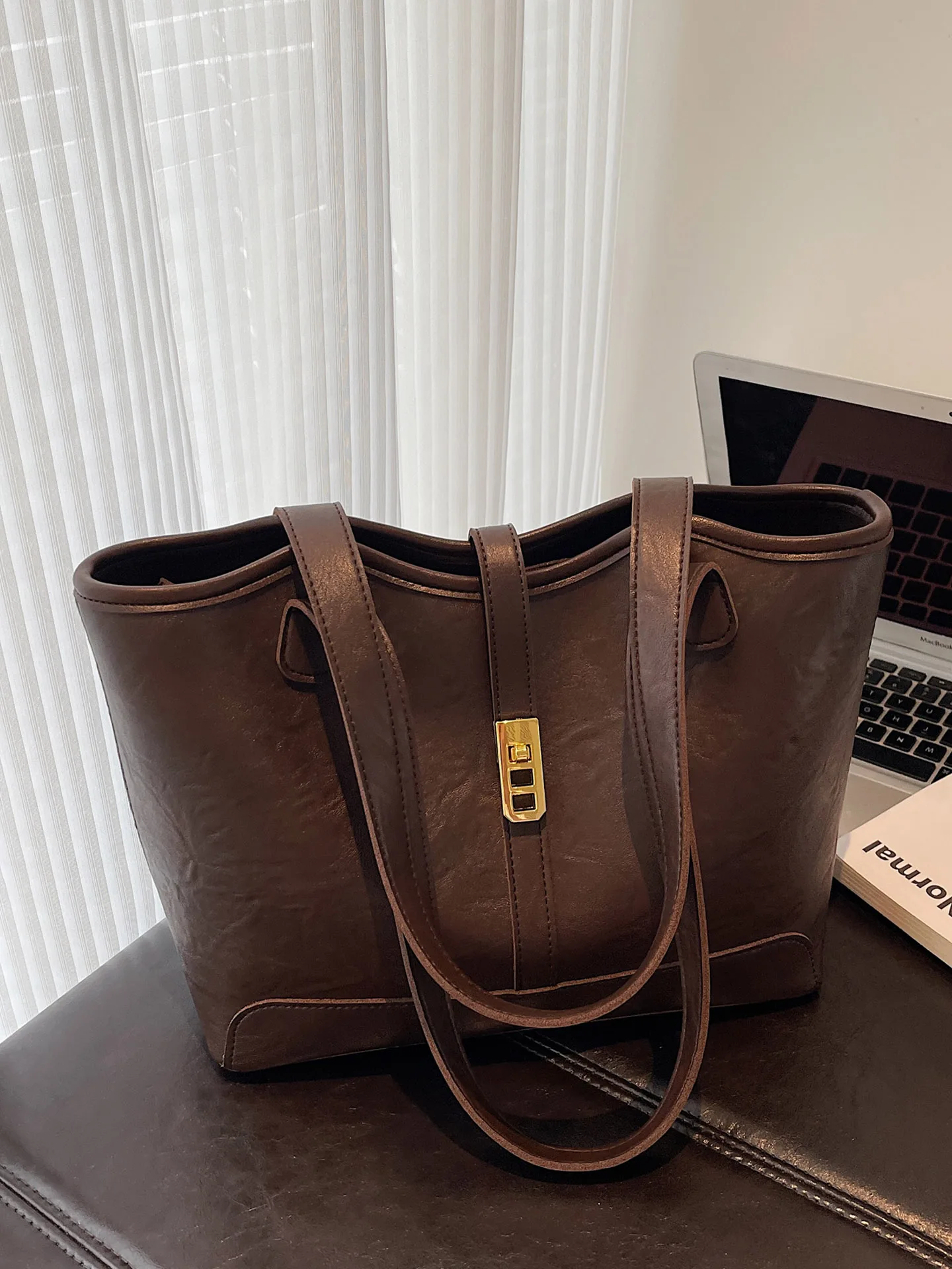 

Модная женская сумка-ведро большой вместимости, повседневная сумка для работы, простая корейская стильная сумка из искусственной кожи