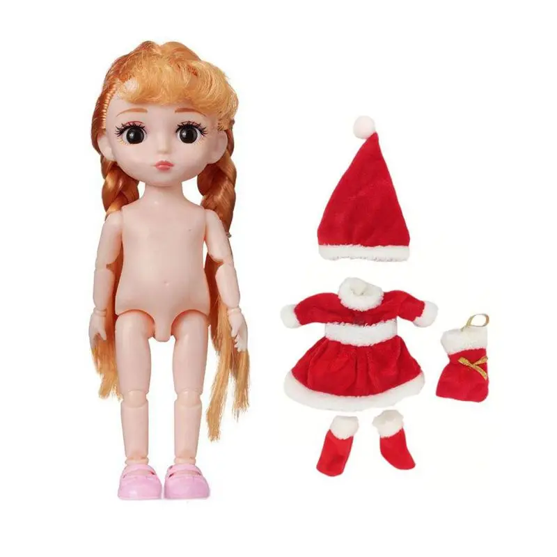 

Kawaii 6 Inch Christmas Dolls Kids Toys BJD Girls With Fashion New Year Dress Fast Shipping Present For Children DIY Dressing