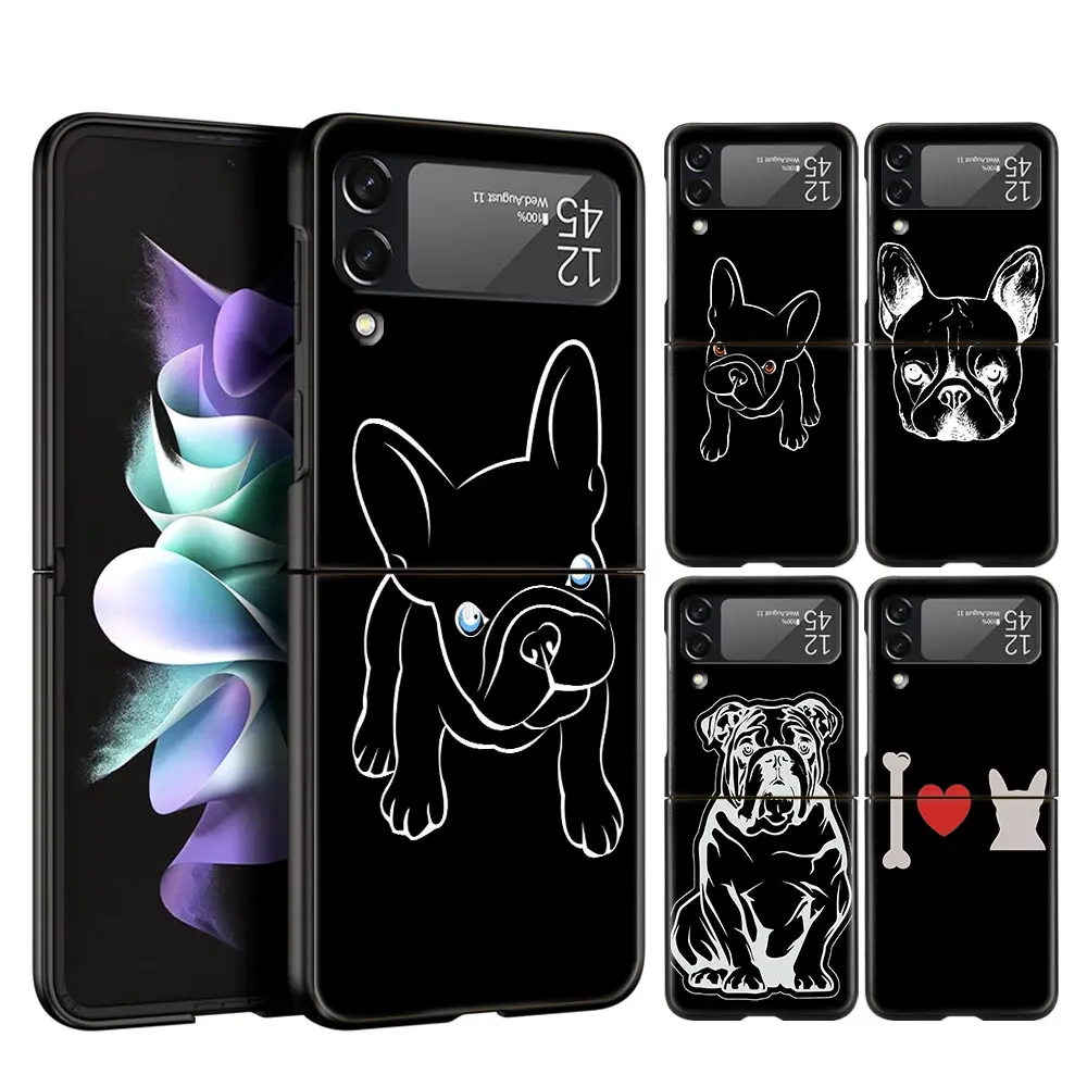 French Bulldog Phone Case for Samsung Galaxy Z Flip 3 4 5 Folding Shell For Samsung Z Flip3 Flip4 Hard PC Fundas Bumper Cover