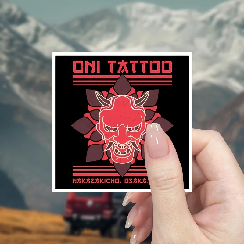 1 adesivo per tatuaggi a tema giapponese, adesivo in vinile impermeabile per auto, laptop, zaini e personalizzazione dell'atmosfera della maschera Oni