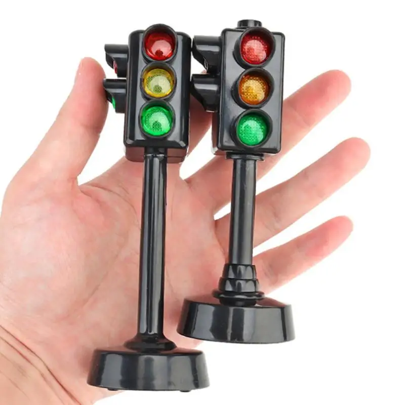 1 Uds. Mini juguetes de modelo de parada de tráfico, juguete de seguridad, señales de luz, modelo de simulación, Mini semáforo, bloques de construcción para niños