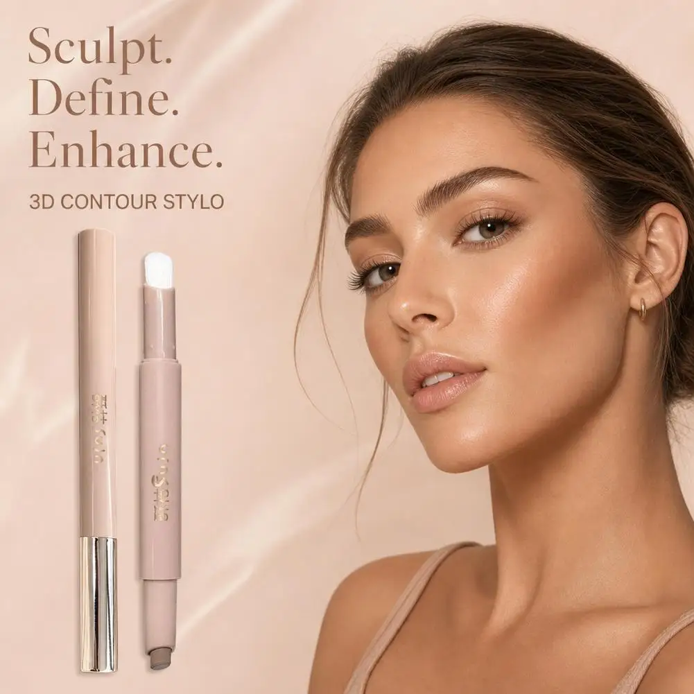 Dual Ended Contour Stick with Brush Cool Toned Cream Bronzer Stick Cream to Powder Nose Shadow Stick Natural Sculpting Face