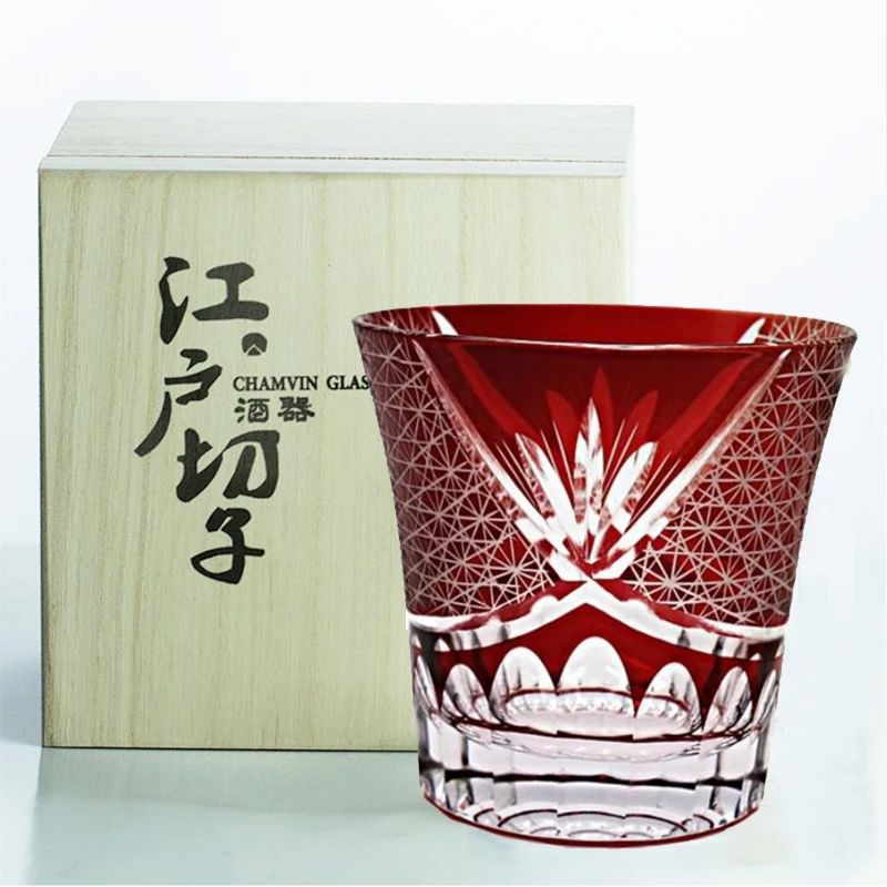 Limited Edo Kiriko Japanese Glass Ayaka Cut Flower Cup Pure Handmade Whisky Scotch Glasses With Gift Box