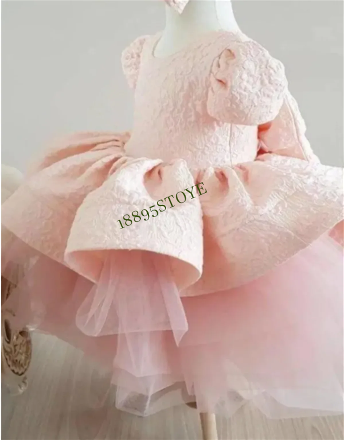 Lovely Infant Girl Dresses O Neck Puffy Tulle Ball Gown Baby Birthday Party Dress For Girls Kid Size 3M-14Y